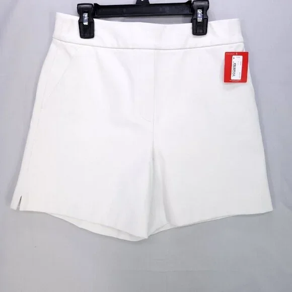 Spanx Pull On Shorts On The Go 6" White Women Small Silver Lining Chinos New - Picture 2 of 12